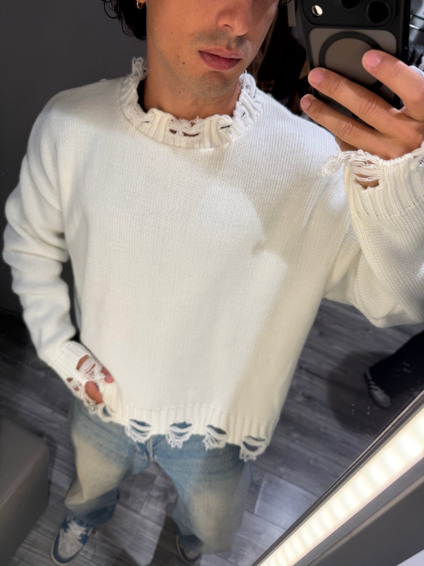 MAGLIONE IMPERIAL STRAPPI PANNA