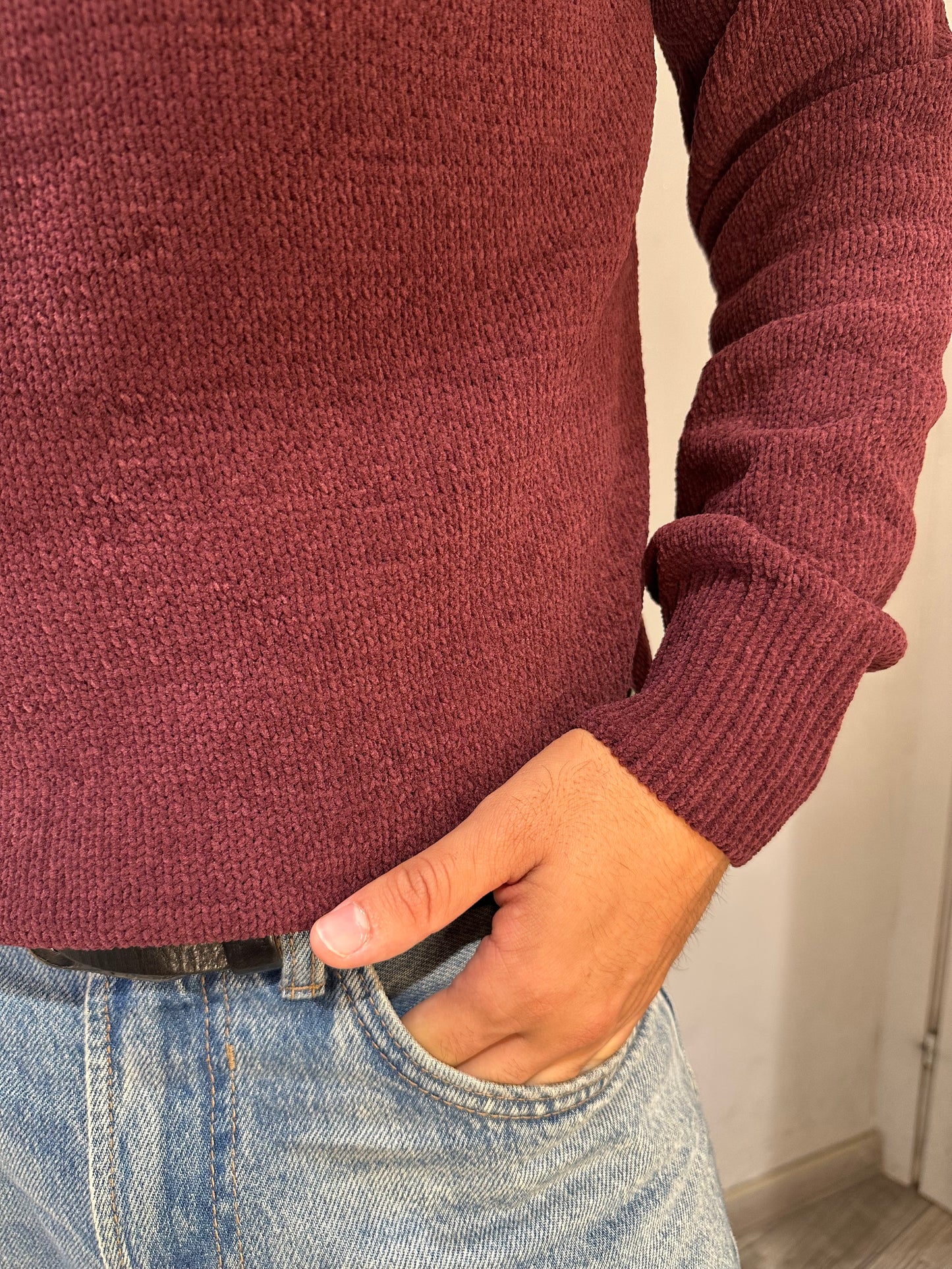 MAGLIA IN CINIGLIA GIANNI LUPO BORDEAUX