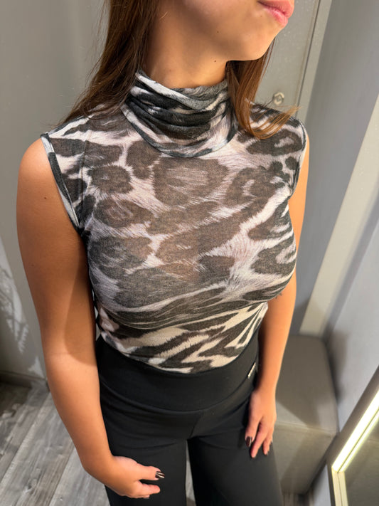 CANOTTIERA DOLCEVITA MISTO CASHMERE ANIMALIER 6201