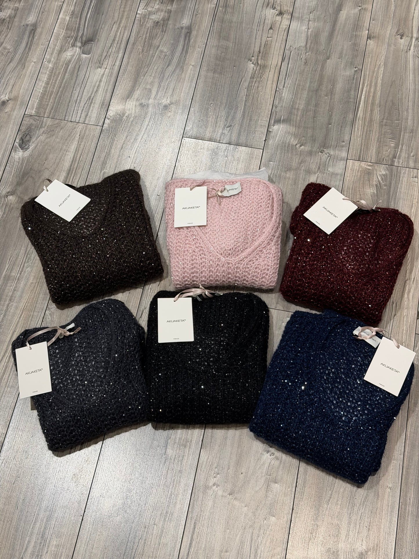 MAGLIONE SCOLLO V PAILETTES ROSA 2247