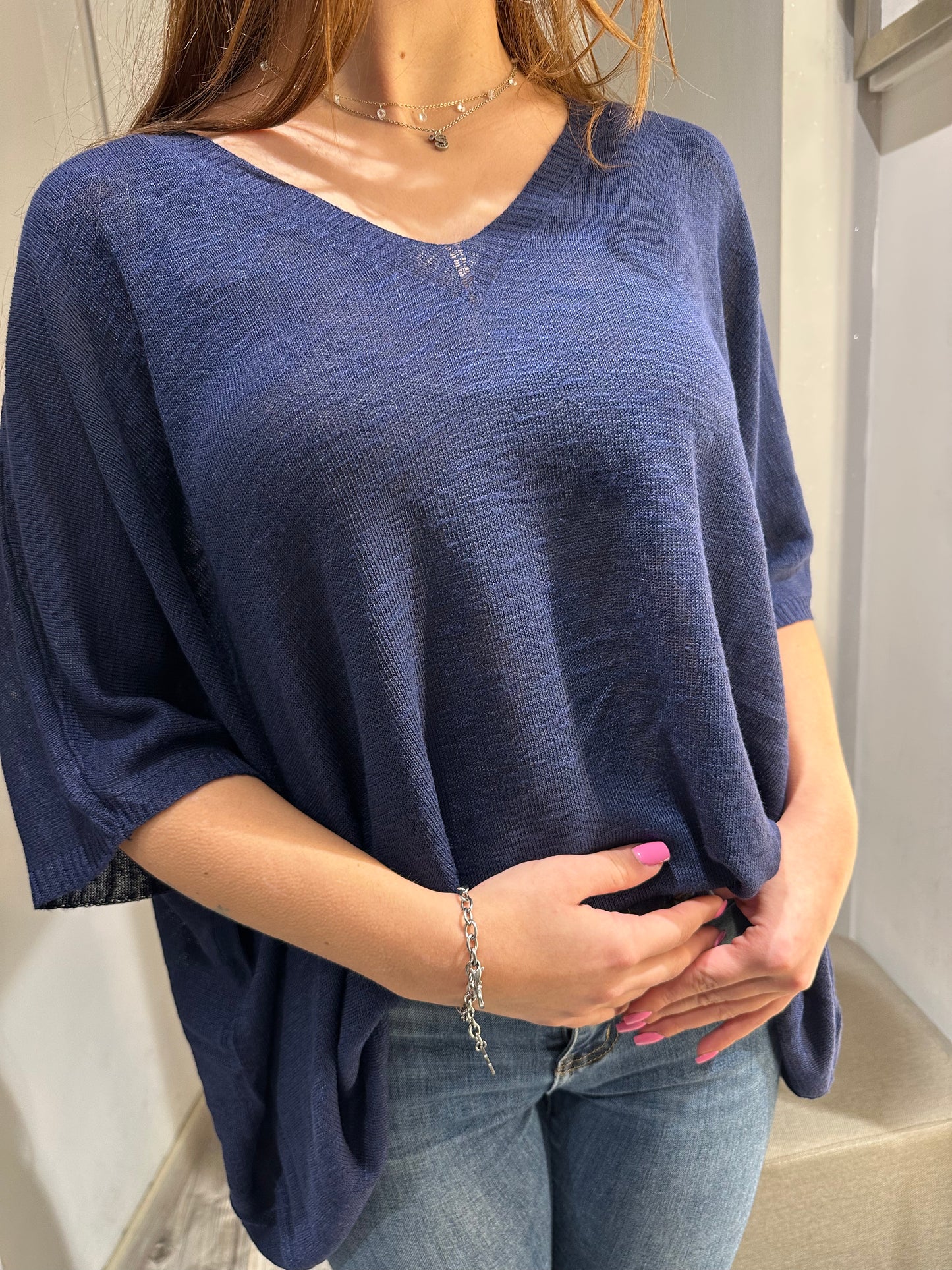 MAGLIA SCOLLO V MANICA 3/4