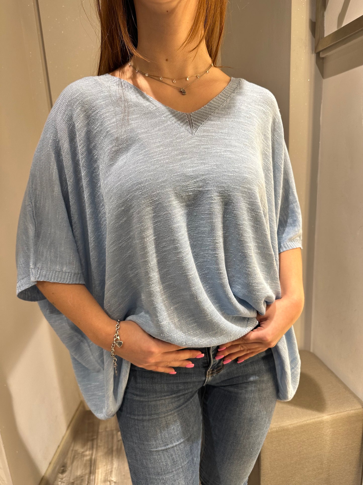MAGLIA SCOLLO V MANICA 3/4