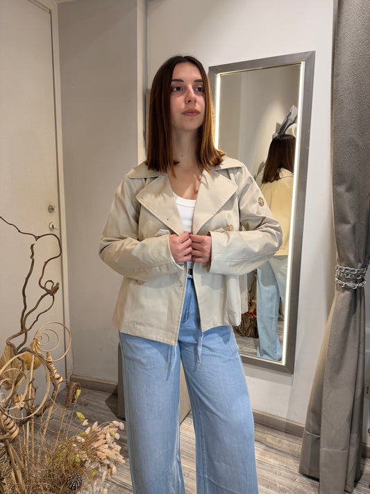TRENCH CORTO IN COTONE DOPPIOPETTO SAFARI
