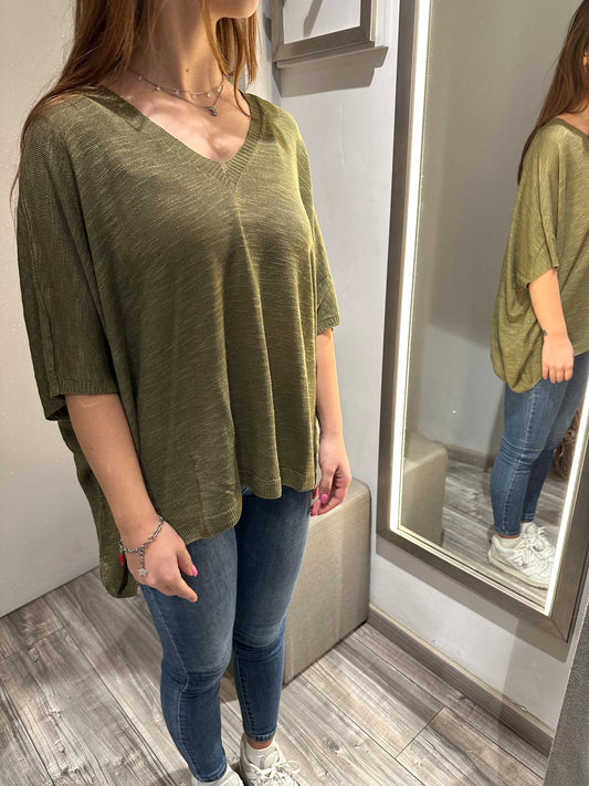 MAGLIA SCOLLO V MANICA 3/4