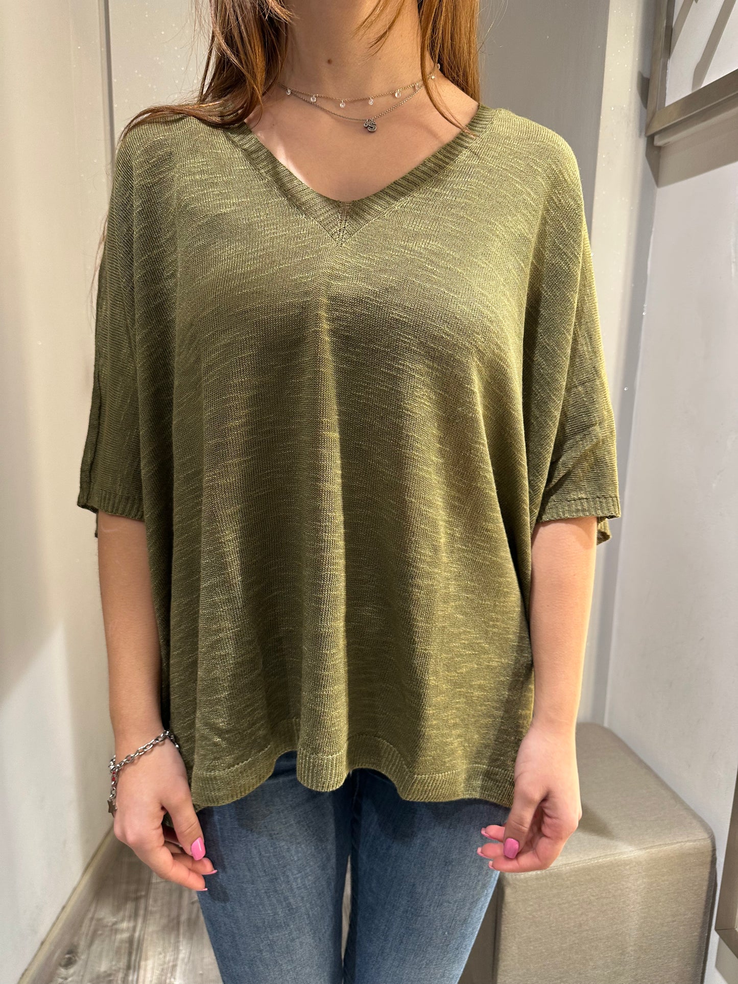 MAGLIA SCOLLO V MANICA 3/4