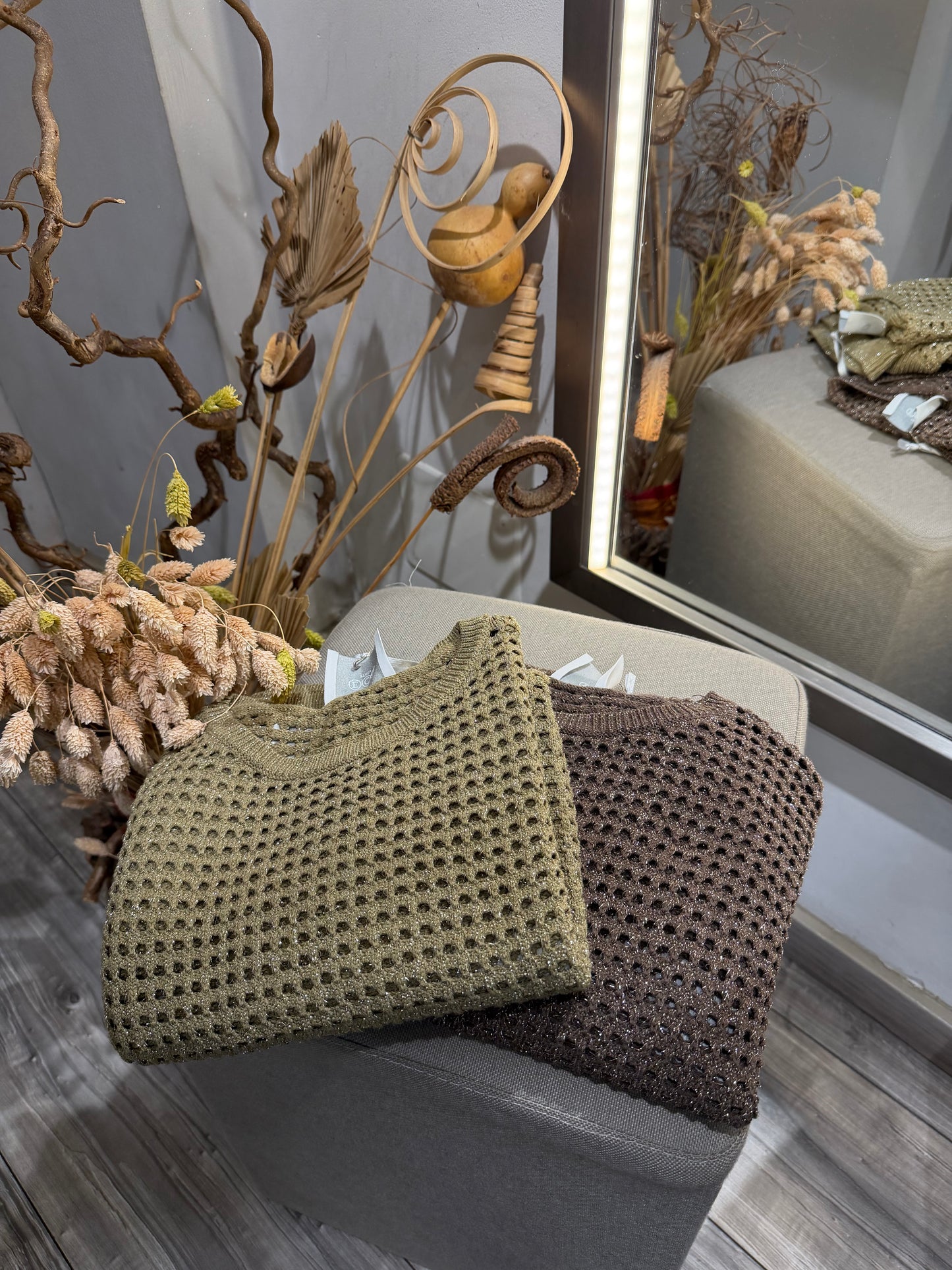 GILET TRAFORATO LUREX SALVIA