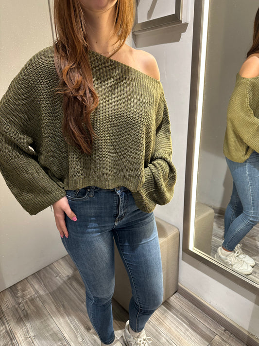 MAGLIA CROP COSTA INGLESE CON SPALLA SCESA