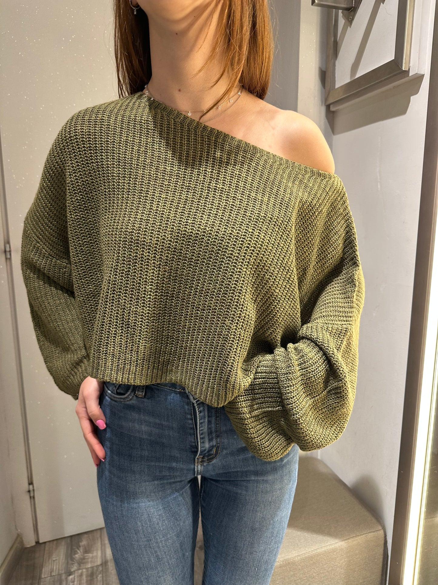 MAGLIA CROP COSTA INGLESE CON SPALLA SCESA
