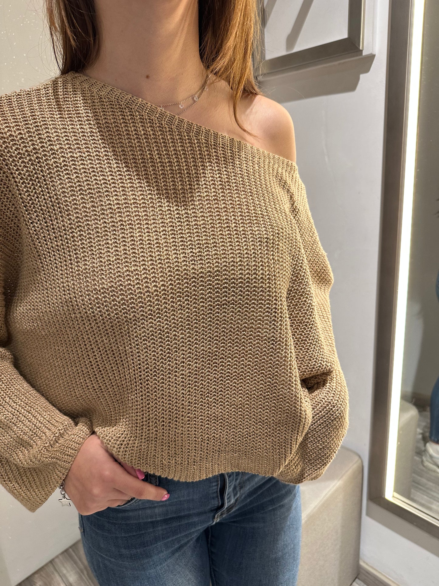 MAGLIA CROP COSTA INGLESE CON SPALLA SCESA
