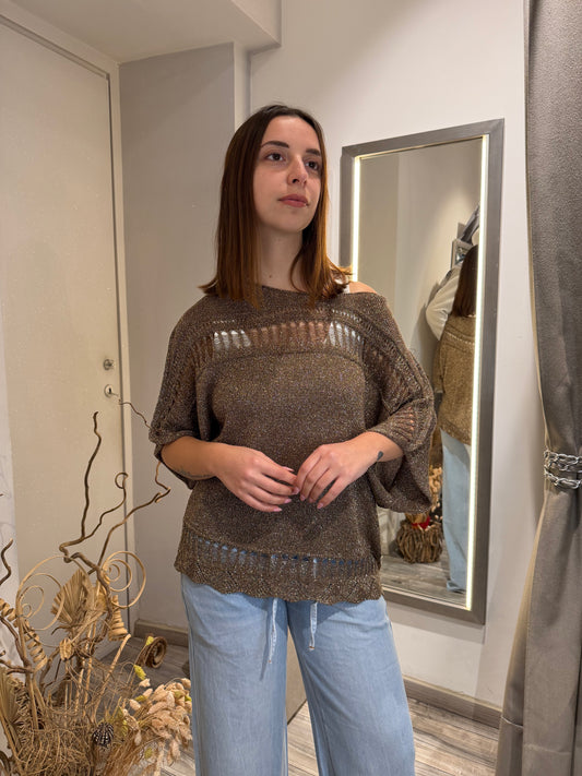 KIMONO TRAFORATO IN LUREX MORO