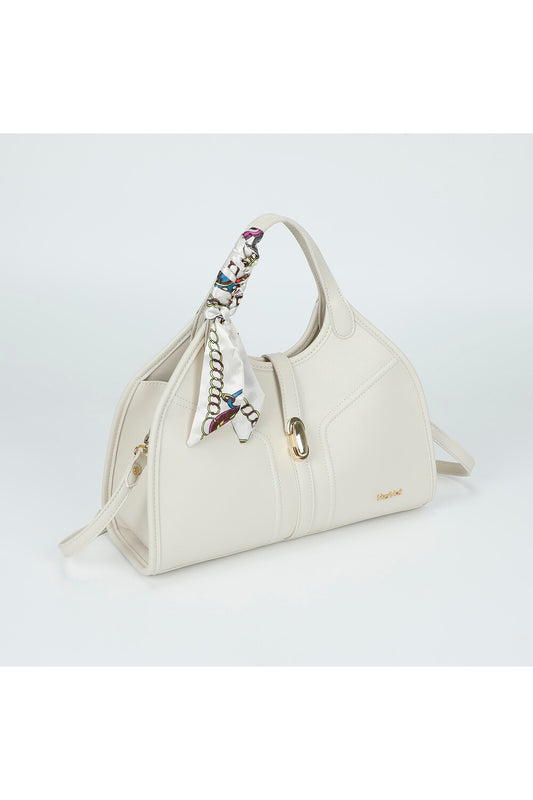 BORSA A MANO CON CHIUSURA A CINTURINO PANNA