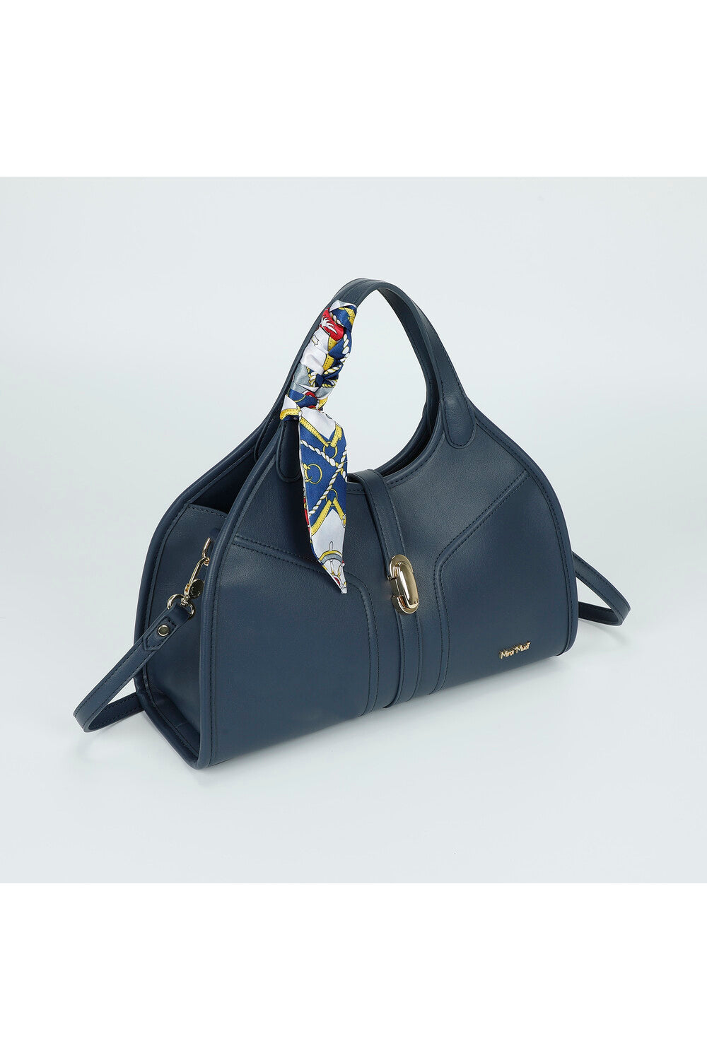 BORSA A MANO CON CHIUSURA A CINTURINO BLU