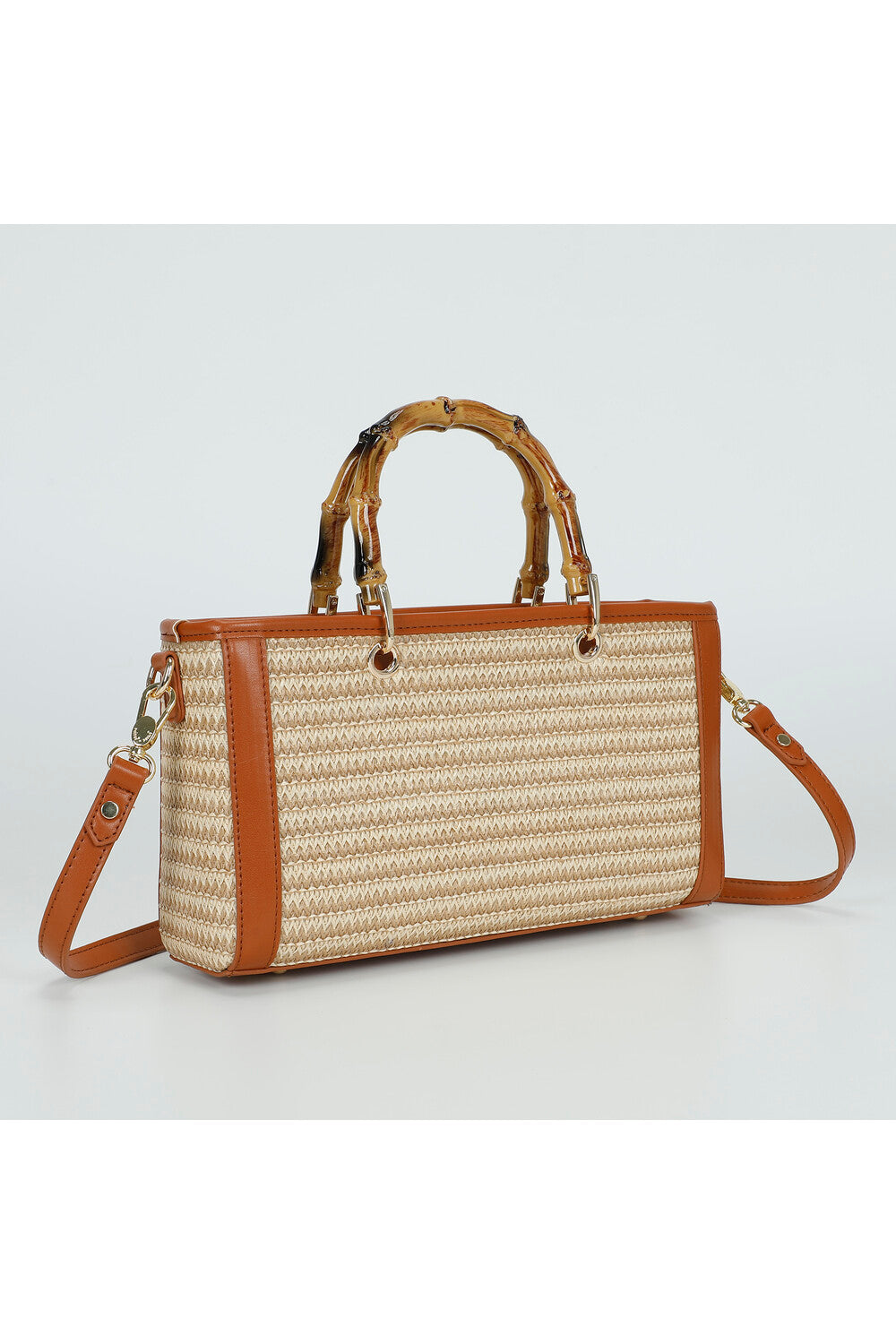BORSA A TRACOLLA IN PAGLIA CON MANICO BAMBOO