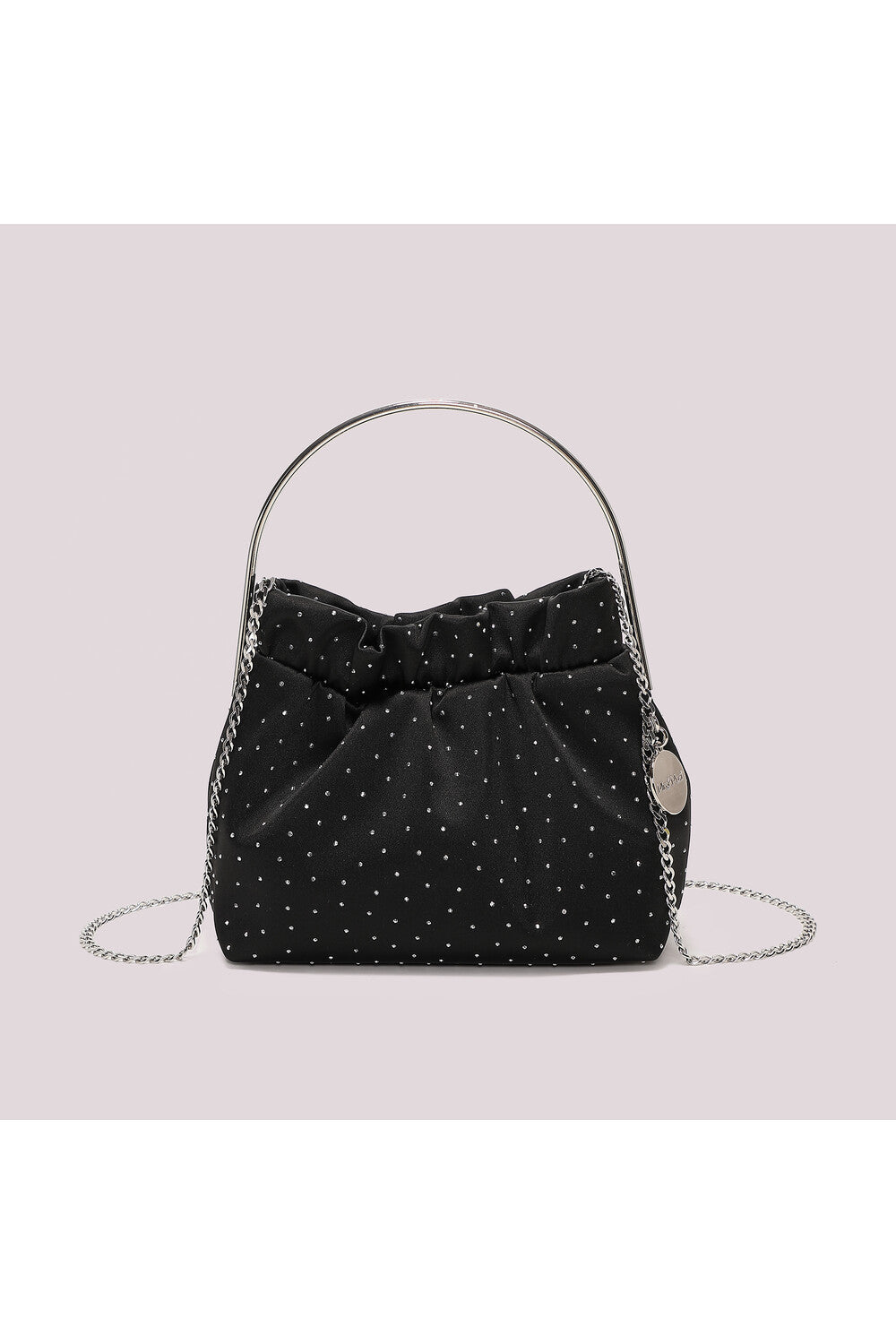 BORSA IN TESSUTO CON STRASS NERA