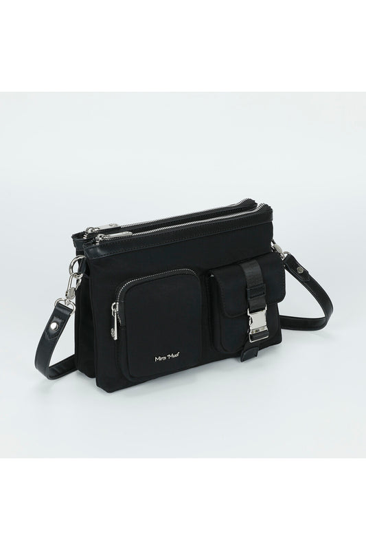 BUSTA IN NYLON CON TASCHE NERO