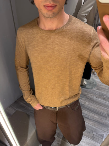 MAGLIA GIROCOLLO TEXTURIZZATA CAMMELLO