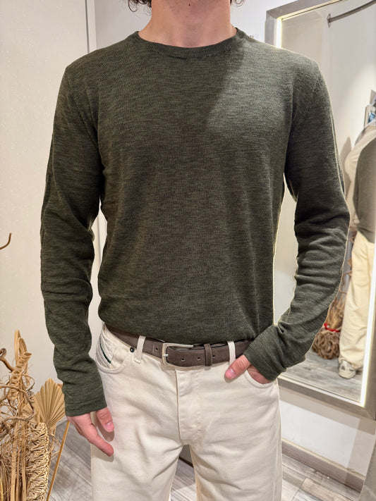 MAGLIA GIROCOLLO TEXTURIZZATA MILITARE