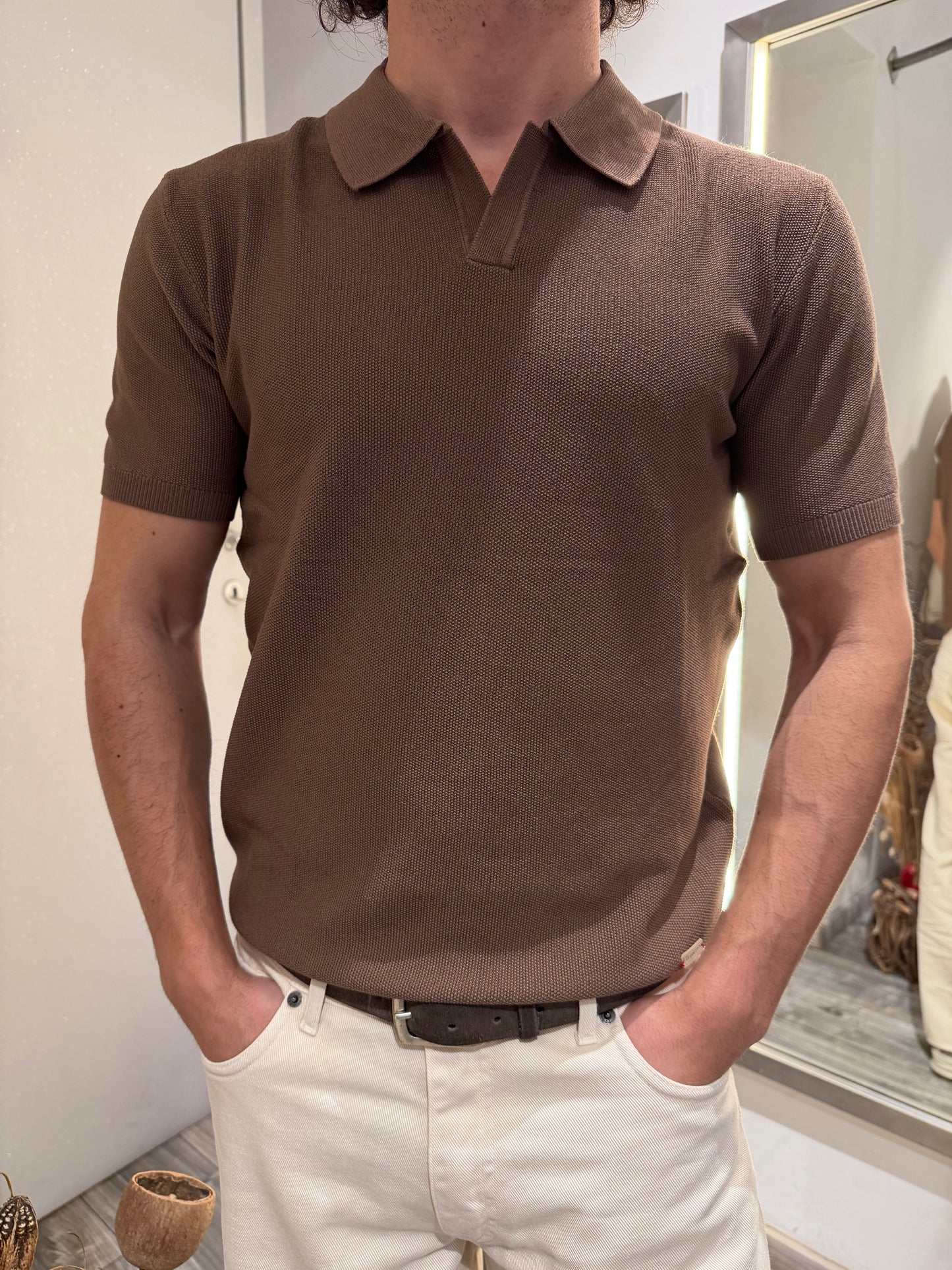 POLO IN MAGLIA TABACCO