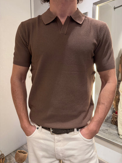 POLO IN MAGLIA TABACCO