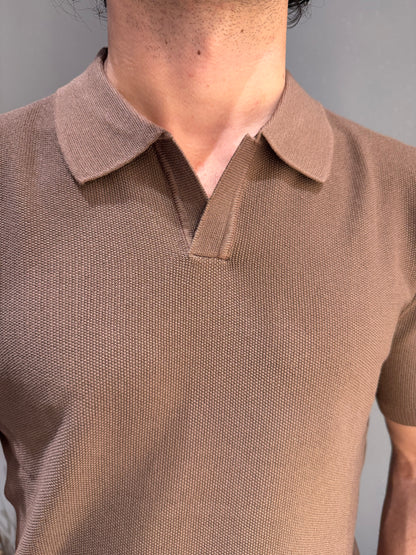 POLO IN MAGLIA TABACCO