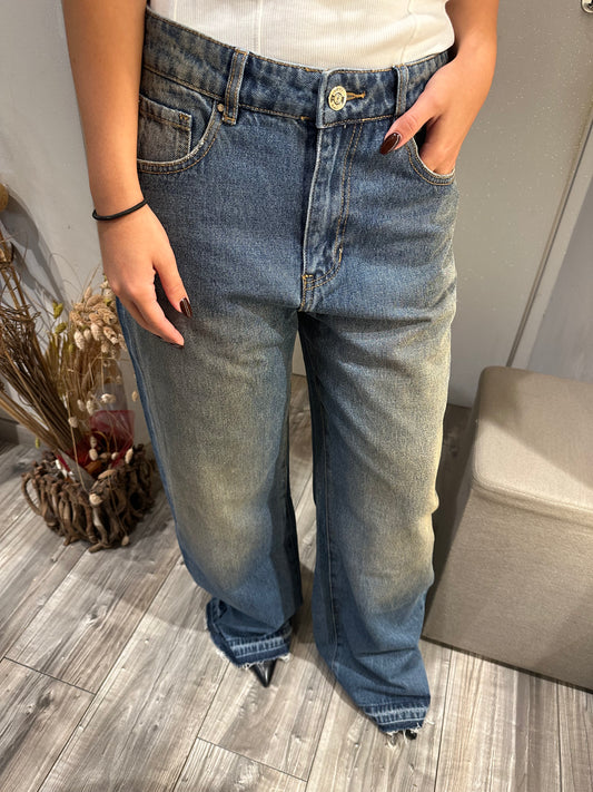 JEANS WIDE LEG LAVAGGIO AL THE