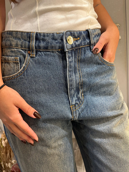 JEANS WIDE LEG LAVAGGIO AL THE