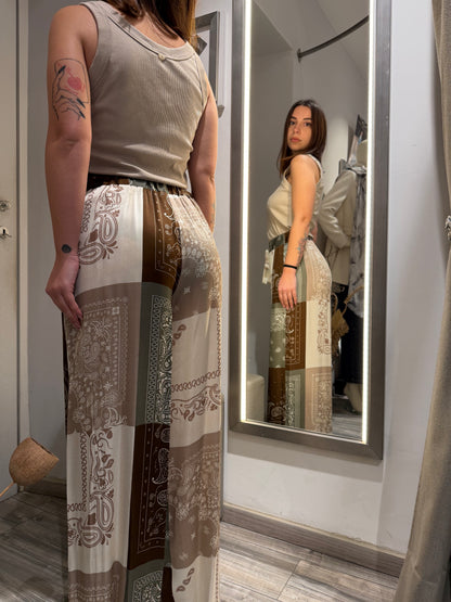 PANTALONE PALAZZO RASO FANTASIA BANDANA
