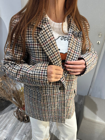 BLAZER OVER PIED DE POULE CON SPILLA