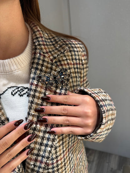 BLAZER OVER PIED DE POULE CON SPILLA