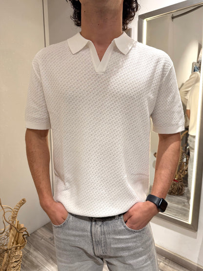 POLO IN MAGLIA CON PATTERN IN RILIEVO BIANCA