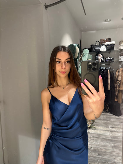 ABITO MIDI DRAPPEGGIATO EFFETTO SATIN