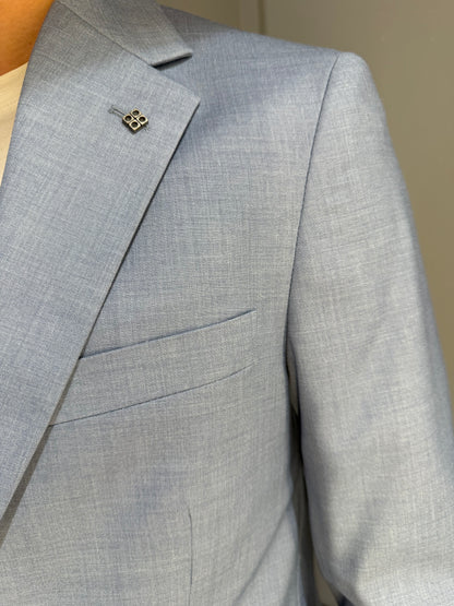 ABITO MONOPETTO IN POLIVISCOSA CELESTE MELANGE