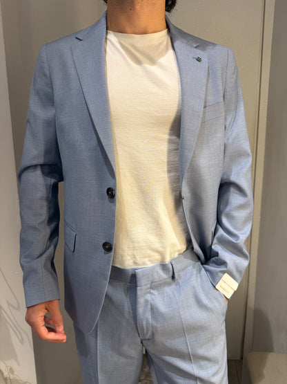 ABITO MONOPETTO IN POLIVISCOSA CELESTE MELANGE