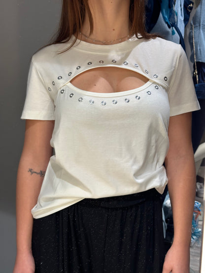 T-SHIRT SPACCO FRONTALE E BORCHIE