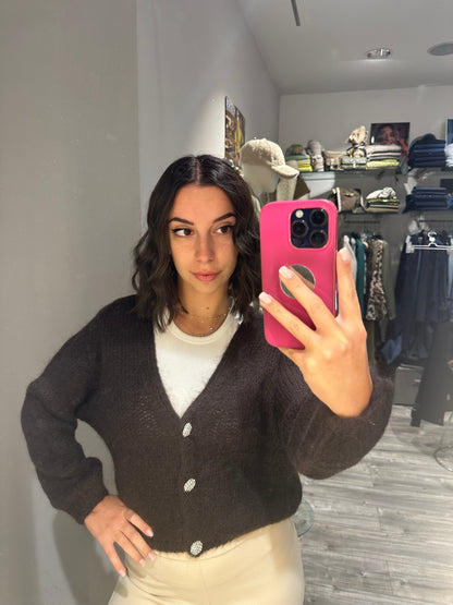 CARDIGAN GIOIELLO MOHAIR MORO