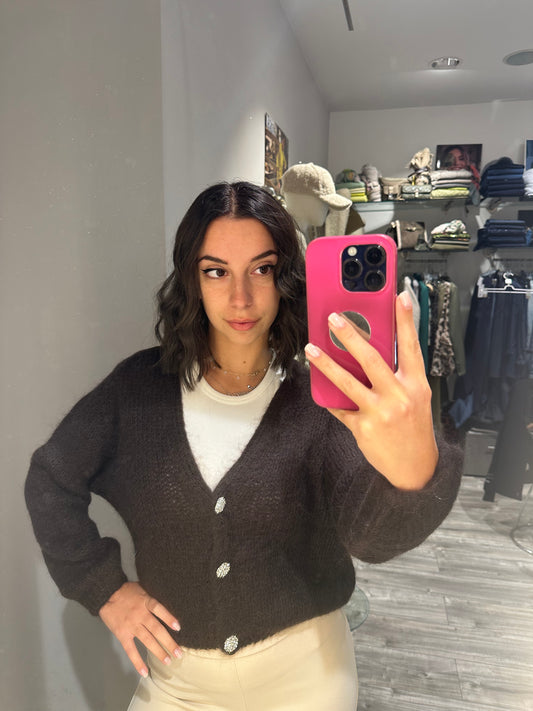 CARDIGAN GIOIELLO MOHAIR MORO
