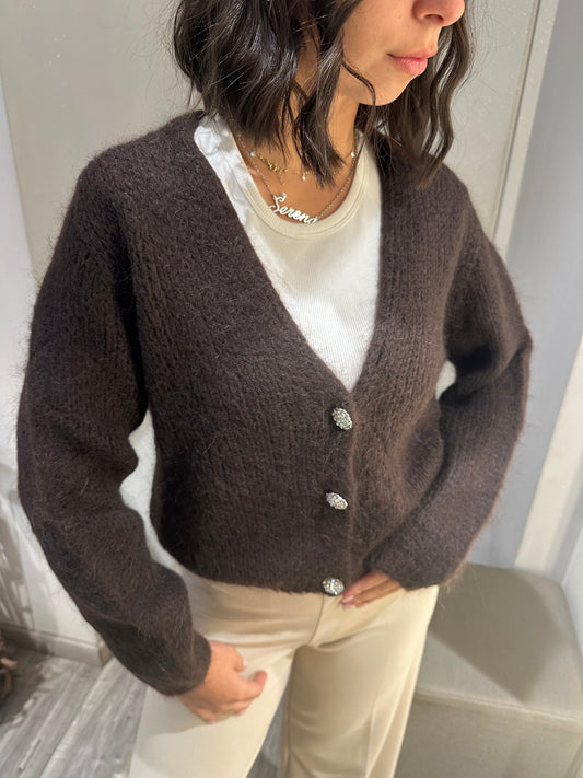 CARDIGAN GIOIELLO MOHAIR MORO