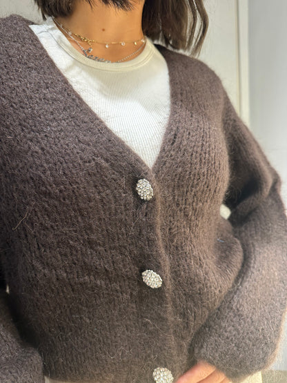 CARDIGAN GIOIELLO MOHAIR MORO