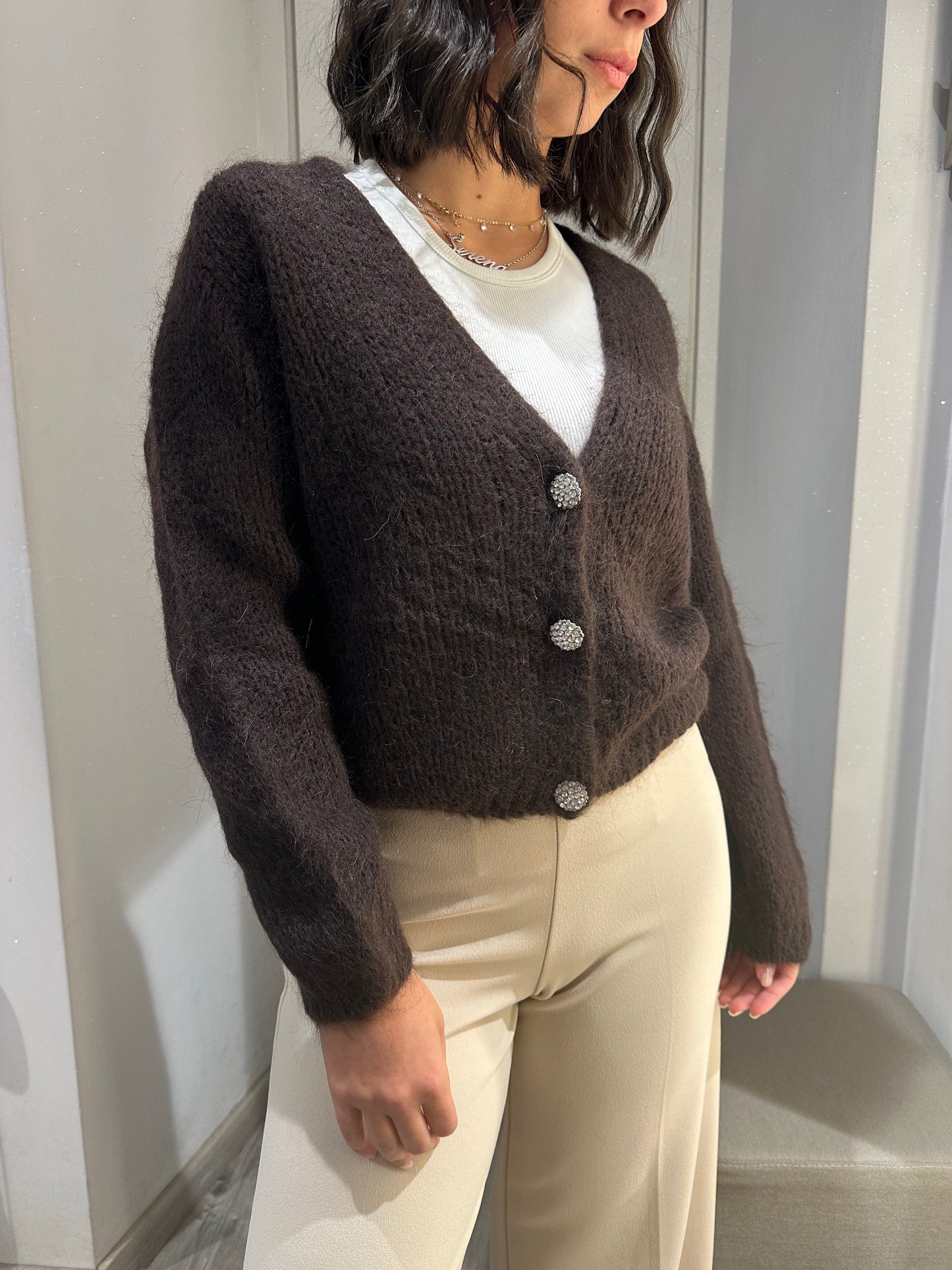 CARDIGAN GIOIELLO MOHAIR MORO