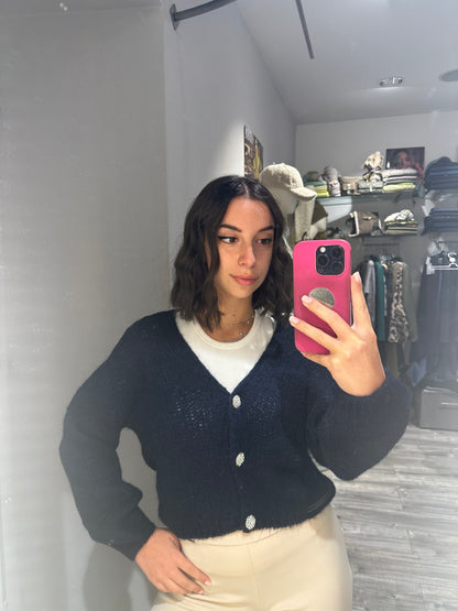 CARDIGAN GIOIELLO MOHAIR BLU