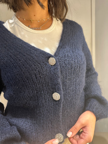 CARDIGAN GIOIELLO MOHAIR BLU