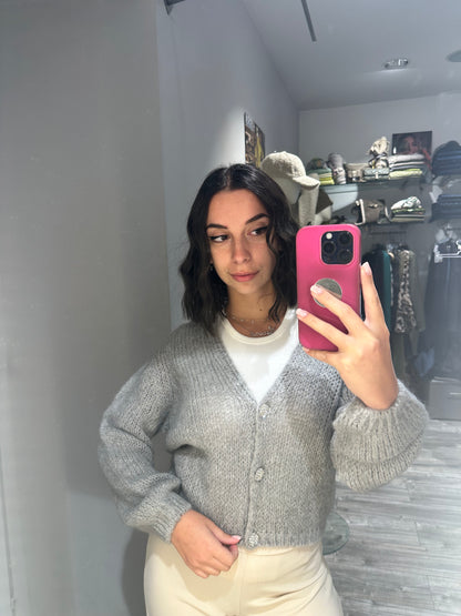 CARDIGAN GIOIELLO MOHAIR GRIGIO