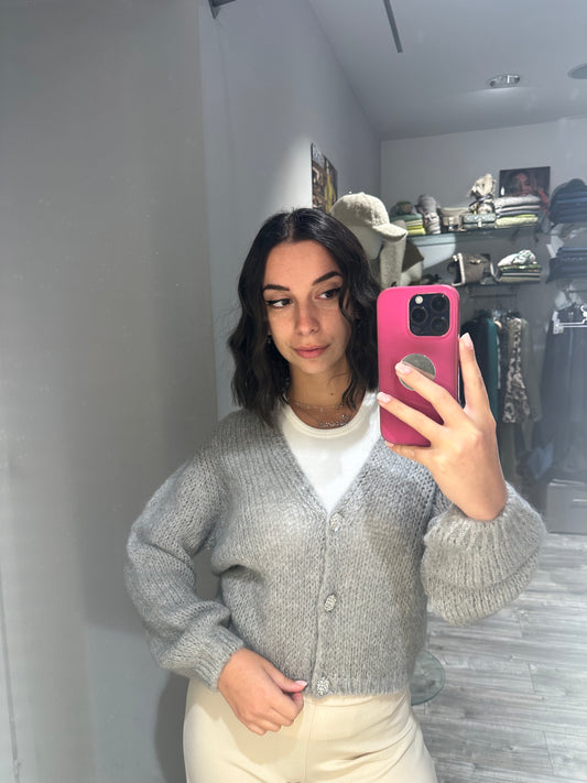 CARDIGAN GIOIELLO MOHAIR GRIGIO