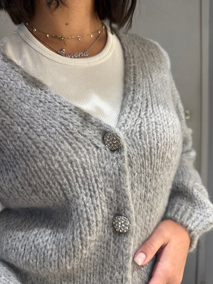 CARDIGAN GIOIELLO MOHAIR GRIGIO