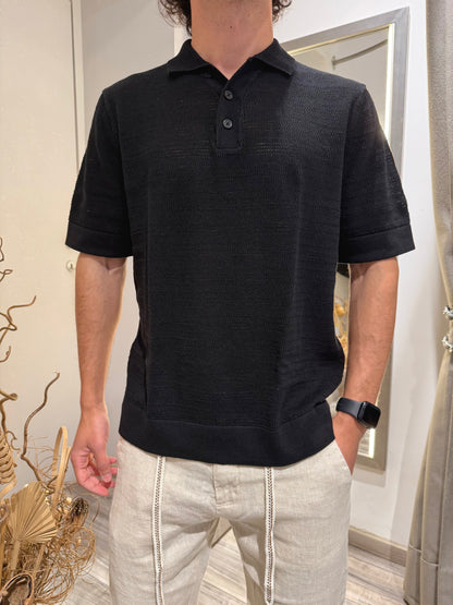 POLO CROCHET MISTO LINO