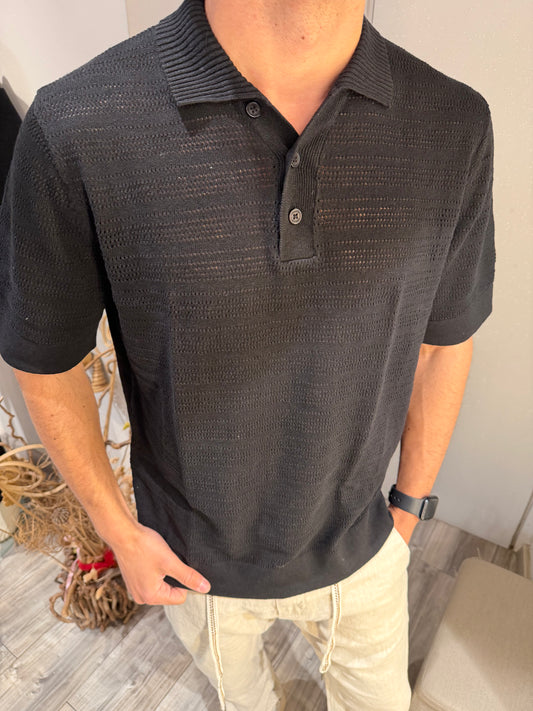 POLO CROCHET MISTO LINO