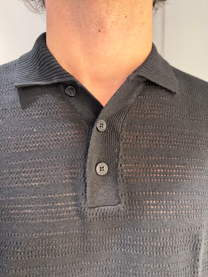 POLO CROCHET MISTO LINO