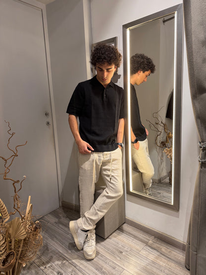 POLO CROCHET MISTO LINO