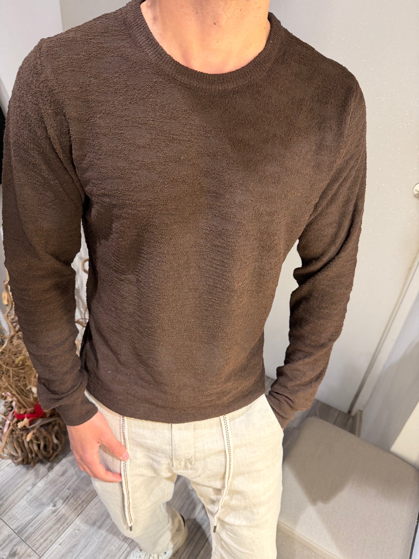 MAGLIA GIROCOLLO REGULAR FIT CON TEXTURE