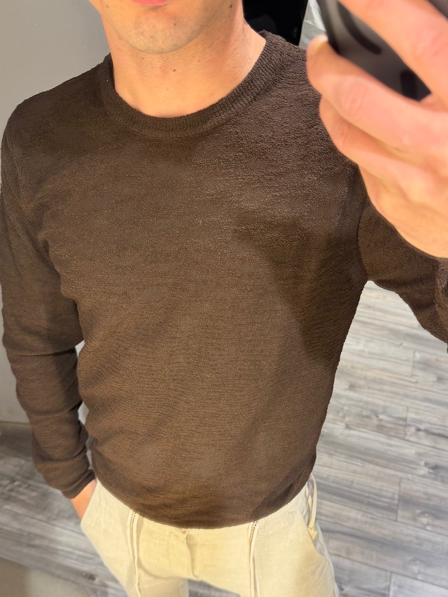 MAGLIA GIROCOLLO REGULAR FIT CON TEXTURE